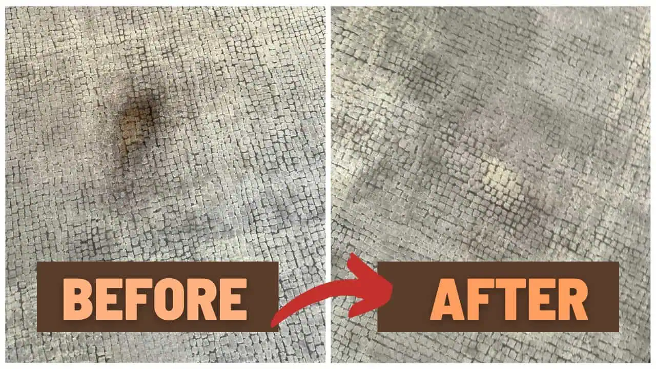 Stain Removal on a carpet before and after cleaning in london home