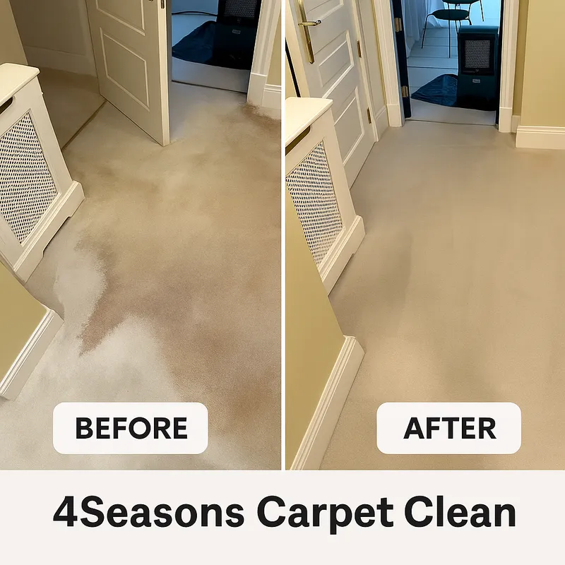 carpet heavy soil stains hallway before after steam cleaning