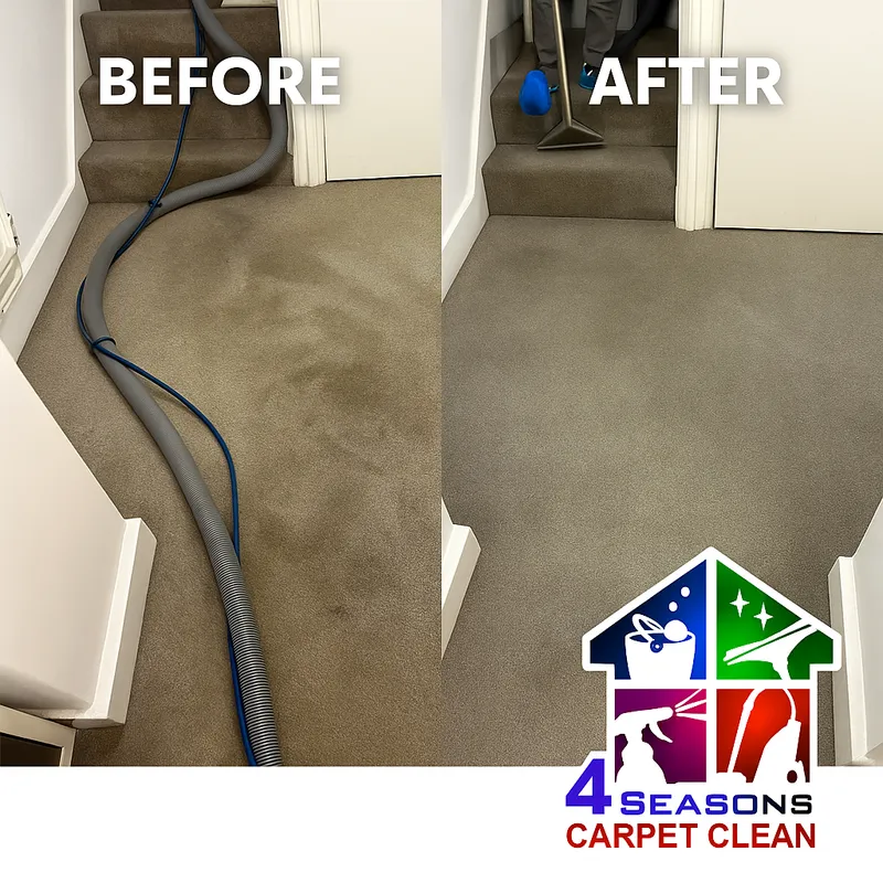carpet heavy soil stains hallway before after Hot Water Extraction