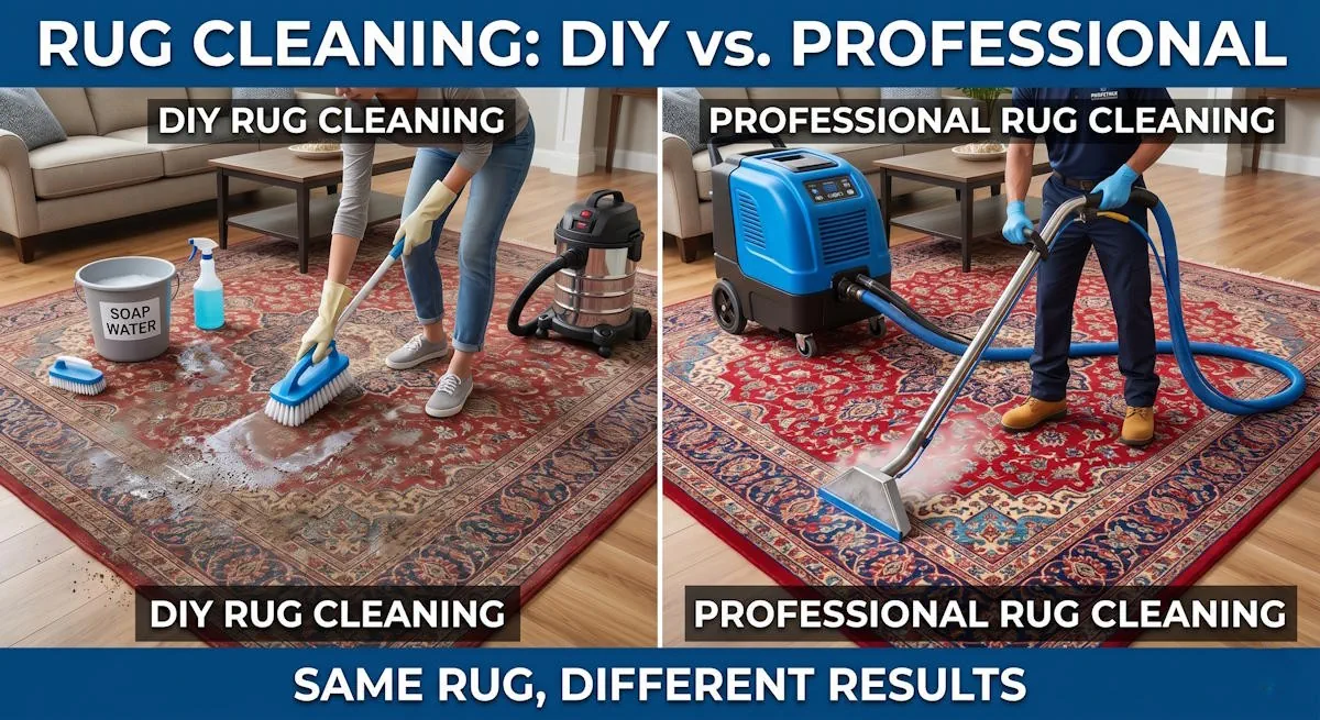 Professional vs DIY Rug Cleaning - Different results