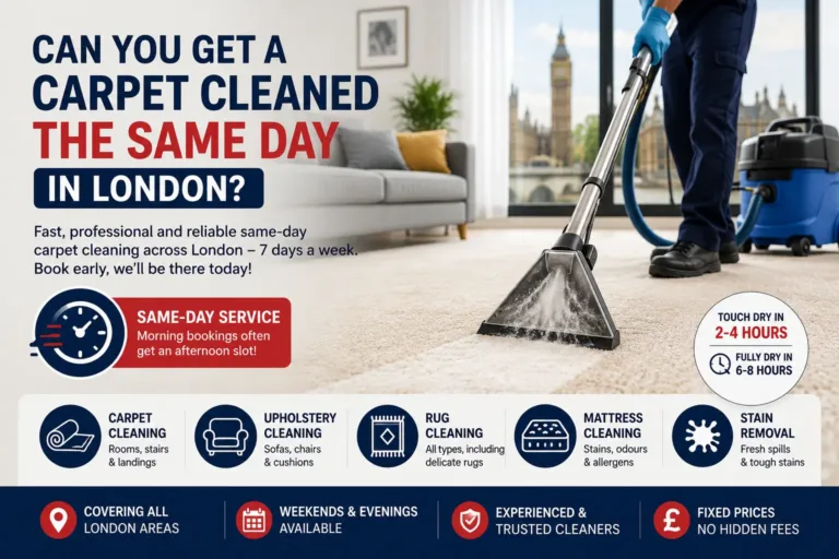 Professional carpet cleaning technician arriving at a London home with water extraction equipment after carpet flooding