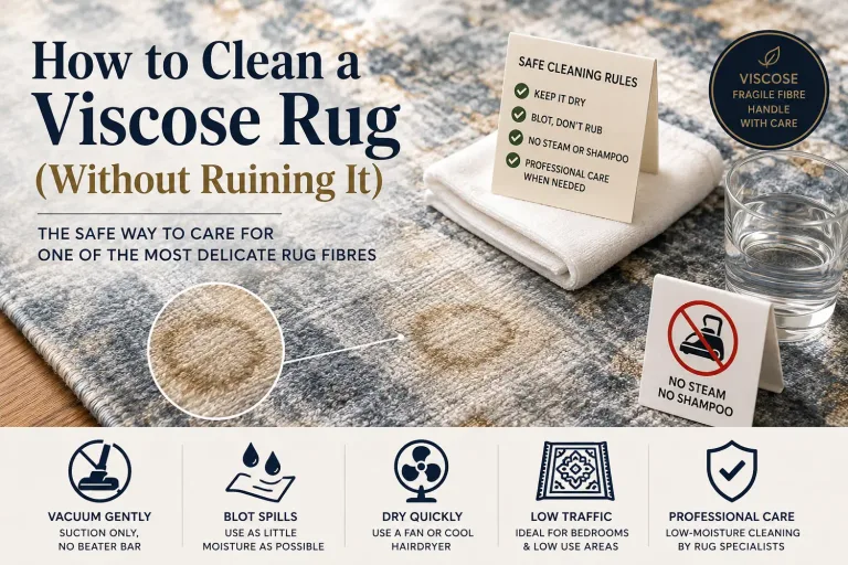 How to clean a viscose rug safely using gentle vacuuming, blotting and low-moisture care